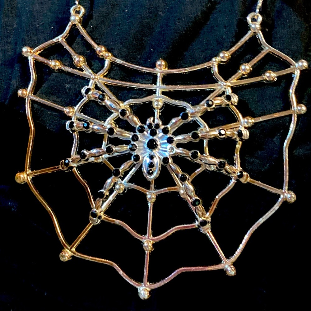 Pretty Silver SPIDER Choker HALLOWEEN Party Fall Boho Festival Holiday Necklace